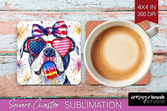 American Bulldog Dog Square Coaster 4th Of July Coaster PNG Product Image 1