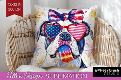 American Bulldog Dog Pillow Sublimation 4th Of July Pillow Product Image 1