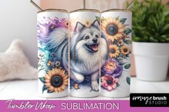 American Eskimo Dog Floral Tumbler Wrap Dog Mom Product Image 1