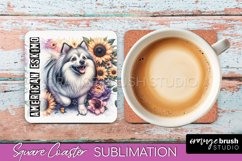 Dog Square Coaster - Dog Mom Floral Coaster Sublimation Product Image 1