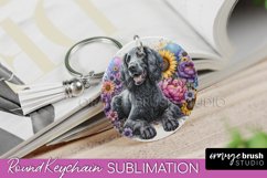 American Water Spaniel Keychain Dog Sublimation Floral PNG Product Image 1