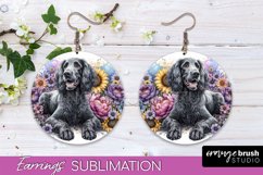 American Water Spaniel Earrings Dog Sublimation Floral PNG Product Image 1