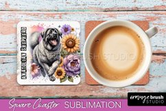 Dog Square Coaster - Dog Mom Floral Coaster Sublimation Product Image 1