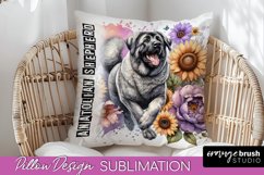 Dog Pillow Cover - Dog Mom Floral Pillow Sublimation Product Image 1