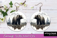 Wild Animals Round Earring Sublimation, Wildlife Earring PNG Product Image 1