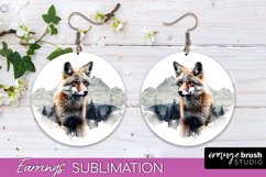 Wild Animals Round Earring Sublimation, Wildlife Earring PNG Product Image 1