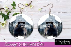 Wild Animals Round Earring Sublimation, Wildlife Earring PNG Product Image 1