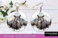 Wild Animals Round Earring Sublimation, Wildlife Earring PNG Product Image 1