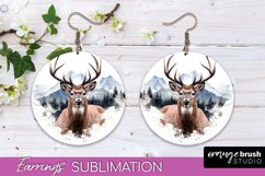 Wild Animals Round Earring Sublimation, Wildlife Earring PNG Product Image 1