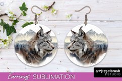 Wild Animals Round Earring Sublimation, Wildlife Earring PNG Product Image 1