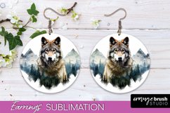 Wild Animals Round Earring Sublimation, Wildlife Earring PNG Product Image 1