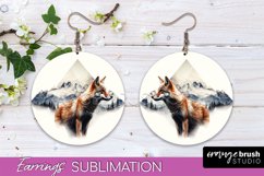 Wild Animals Round Earring Sublimation, Wildlife Earring PNG Product Image 1