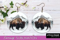Wild Animals Round Earring Sublimation, Wildlife Earring PNG Product Image 1
