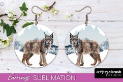 Wild Animals Round Earring Sublimation, Wildlife Earring PNG Product Image 1