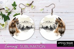 Wild Animals Round Earring Sublimation, Wildlife Earring PNG Product Image 1