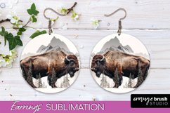 Wild Animals Round Earring Sublimation, Wildlife Earring PNG Product Image 1