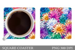 Flowers Coaster Sublimation. Summer Coaster Design Product Image 1