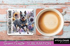 Dog Square Coaster - Dog Mom Floral Coaster Sublimation Product Image 1