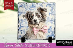 Australian Shepherd Dog Slate PNG Blue Toile Square Slate Product Image 1