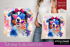 Australian Shepherd Dog Tote Bag 4th Of July Tote Bag PNG Product Image 1