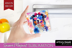 Australian Shepherd Dog Magnet Sublimation 4th Of July PNG Product Image 1