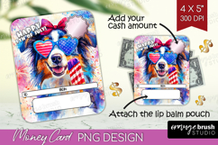Australian Shepherd Dog Money Card PNG 4th of July Money Product Image 1