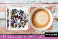 Dog Square Coaster - Dog Mom Floral Coaster Sublimation Product Image 1