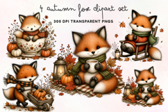 Autumn Fox Clipart PNG Product Image 1