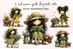 Autumn Girl Clipart PNG Product Image 1