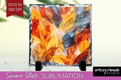 Autumn Forest Slate PNG - Fall Square Slate Sublimation Product Image 1