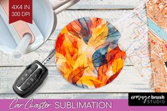 Autumn Forest Car Coaster - Fall Coaster PNG Sublimation Product Image 1