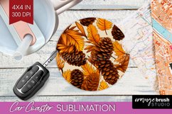Autumn Forest Car Coaster - Fall Coaster PNG Sublimation Product Image 1