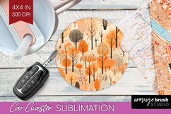 Autumn Forest Car Coaster - Fall Coaster PNG Sublimation Product Image 1