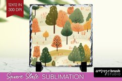 Autumn Forest Slate PNG - Fall Square Slate Sublimation Product Image 1