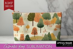 Autumn Forest Cosmetic Bag - Fall Makeup Bag PNG Sublimation Product Image 1