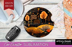Autumn Forest Car Coaster - Fall Coaster PNG Sublimation Product Image 1