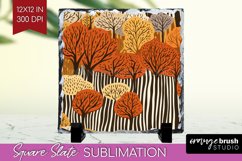 Autumn Forest Slate PNG - Fall Square Slate Sublimation Product Image 1