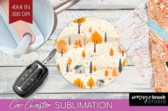 Autumn Forest Car Coaster - Fall Coaster PNG Sublimation Product Image 1