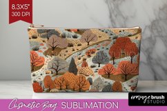 Autumn Forest Cosmetic Bag - Fall Makeup Bag PNG Sublimation Product Image 1