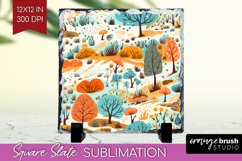 Autumn Forest Slate PNG - Fall Square Slate Sublimation Product Image 1