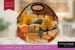 Autumn Forest Lunch Bag - Fall Lunch Bug PNG Sublimation Product Image 1