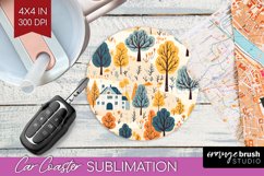 Autumn Forest Car Coaster - Fall Coaster PNG Sublimation Product Image 1