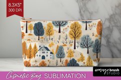 Autumn Forest Cosmetic Bag - Fall Makeup Bag PNG Sublimation Product Image 1