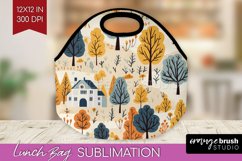 Autumn Forest Lunch Bag - Fall Lunch Bug PNG Sublimation Product Image 1