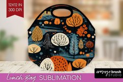 Autumn Forest Lunch Bag - Fall Lunch Bug PNG Sublimation Product Image 1