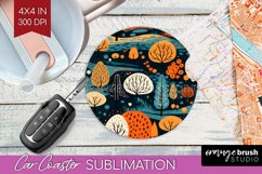 Autumn Forest Car Coaster - Fall Coaster PNG Sublimation Product Image 1
