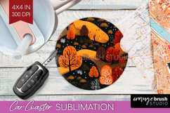 Autumn Forest Car Coaster - Fall Coaster PNG Sublimation Product Image 1