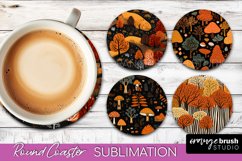 Fall Round Coasters - Autumn Forest Coaster Sublimation Product Image 1