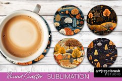 Fall Round Coasters - Autumn Forest Coaster Sublimation Product Image 1