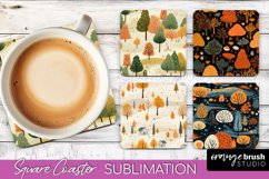 Fall Square Coasters - Autumn Forest Coaster Sublimation Product Image 1